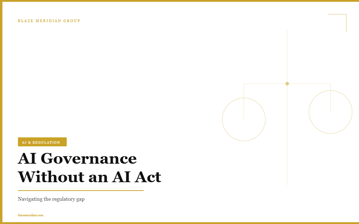 AI Governance Without an AI Act – Regulatory strategy insights by Blaze Meridian Group