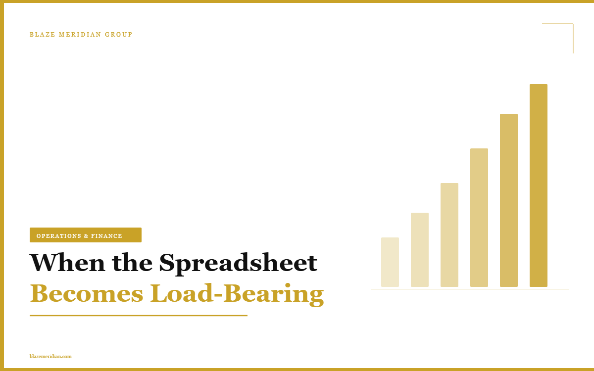 When the Spreadsheet Becomes Load-Bearing – Operational finance risk by Blaze Meridian Group